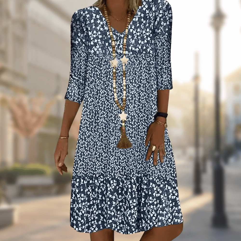 Image of Jamie | Women's V-Neck A-Line Midi Dress
