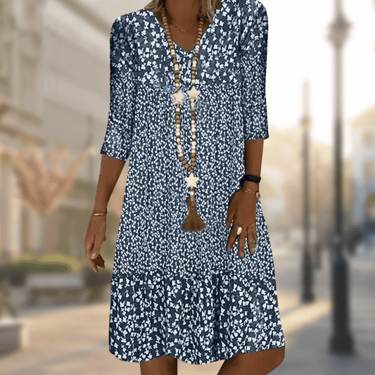 Image of Jamie | Women's V-Neck A-Line Midi Dress