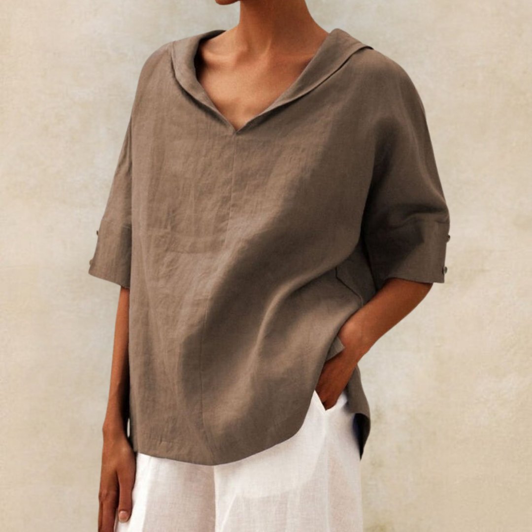 Image of Jamie | Women's V-Neck Loose Fit Blouse