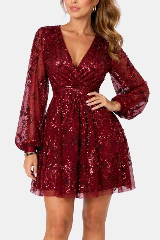 Image of Judie | Women's Sequin Long Sleeve Mini Dress