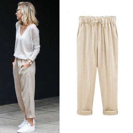 Image of Karen | Women's Drawstring Cuffed Trousers