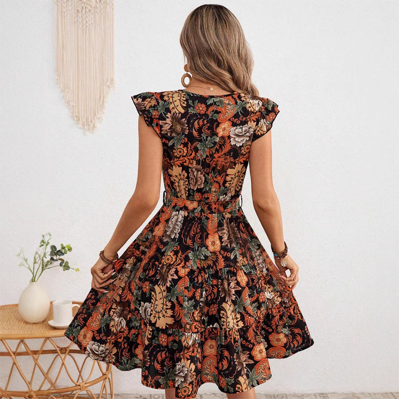 Image of Kathy | Women's V-Neck Wrap Midi Dress