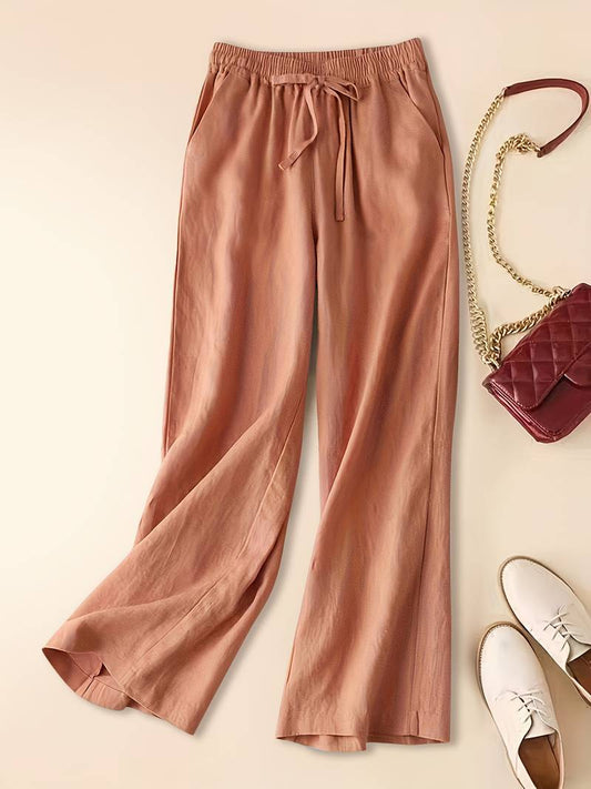 Image of Kristin | Women's High-Waisted Drawstring Wide Leg Pants