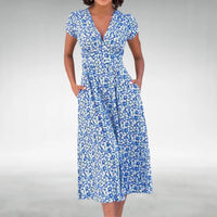 Liliana | Women's V-Neck Fit & Flare Midi Dress