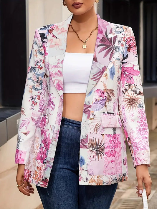 Image of Marjorie | Women's Floral Notched Lapel Blazer