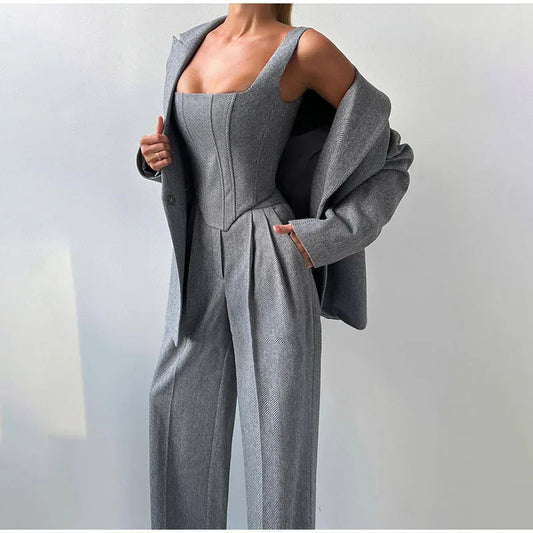 Image of Maureen | Women's Wide Leg Pant Suit Set