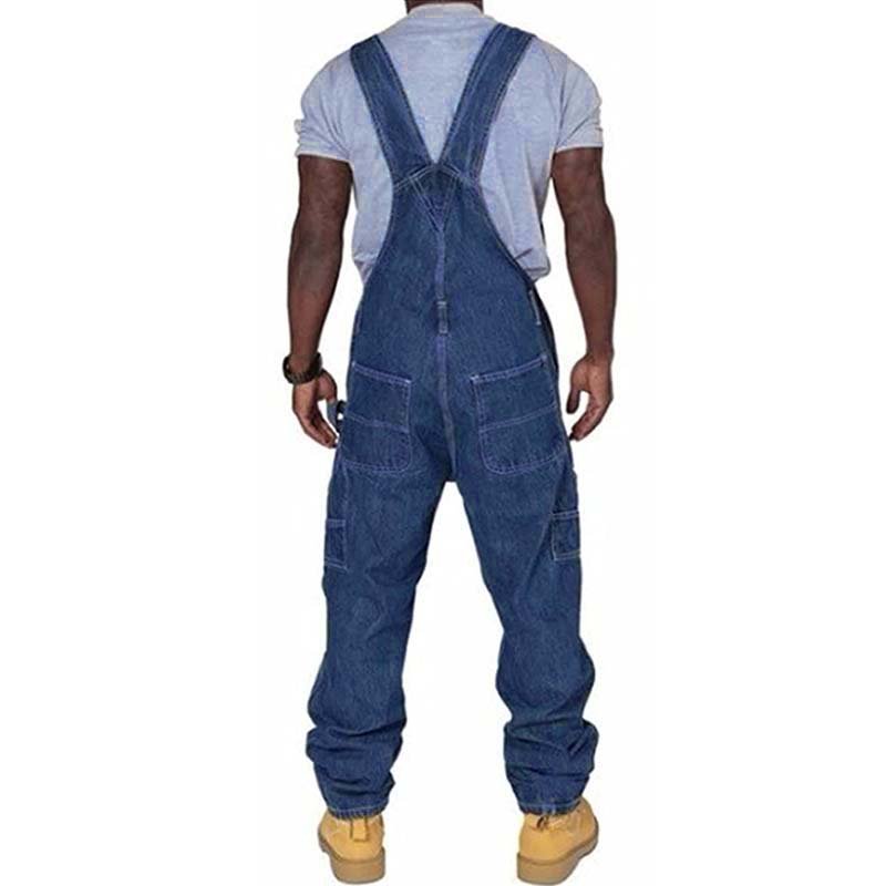 Men's Loose Fit Multi-Pocket Work Bib Overalls