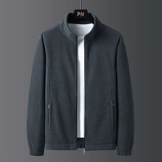 Men's Regular-Fit Stand-Up Collar Full-Zip Jacket with Elasticated Hem and Pockets