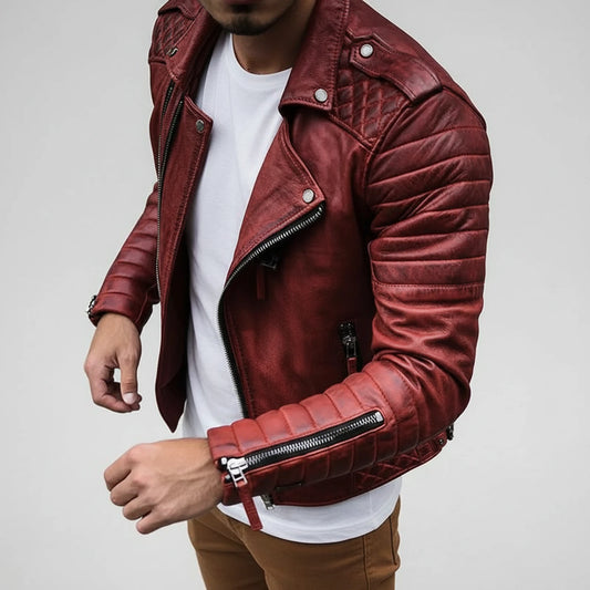 Quilted Biker Jacket for Men