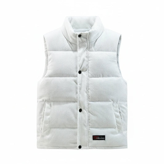 Button Front Puffer Vest for Men