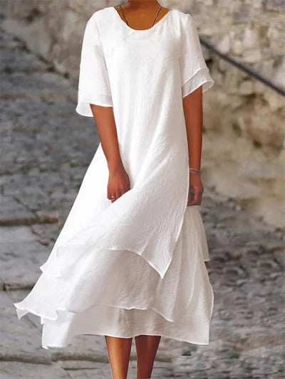 Image of Michaela | Women's Short Sleeve A-Line Midi Dress