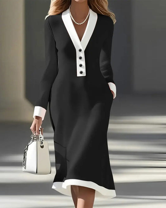 Image of Miley | Women's V-Neck Midi Dress