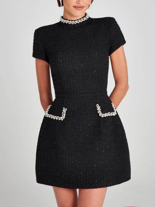Image of Naomi | Women's High Neck A-Line Mini Dress