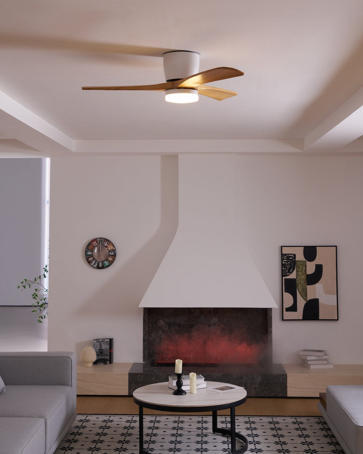 Nordic Wooden Ceiling Fan Light with Remote LED