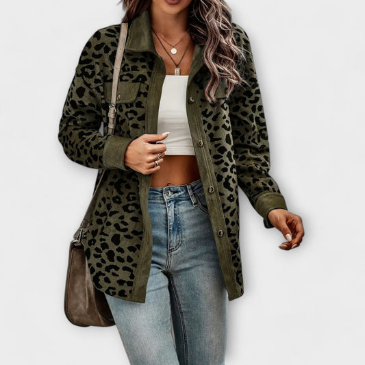 Image of Olive | Women's Relaxed Fit Button-Down Shirt Jacket