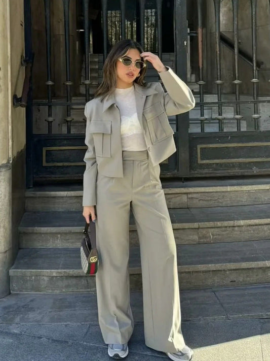 Image of Olivia | Women's Wide Leg Two-Piece Set