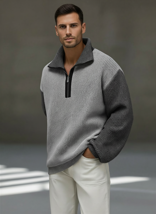 Image of Otis | Men's Half-Zip Color Block Sweater