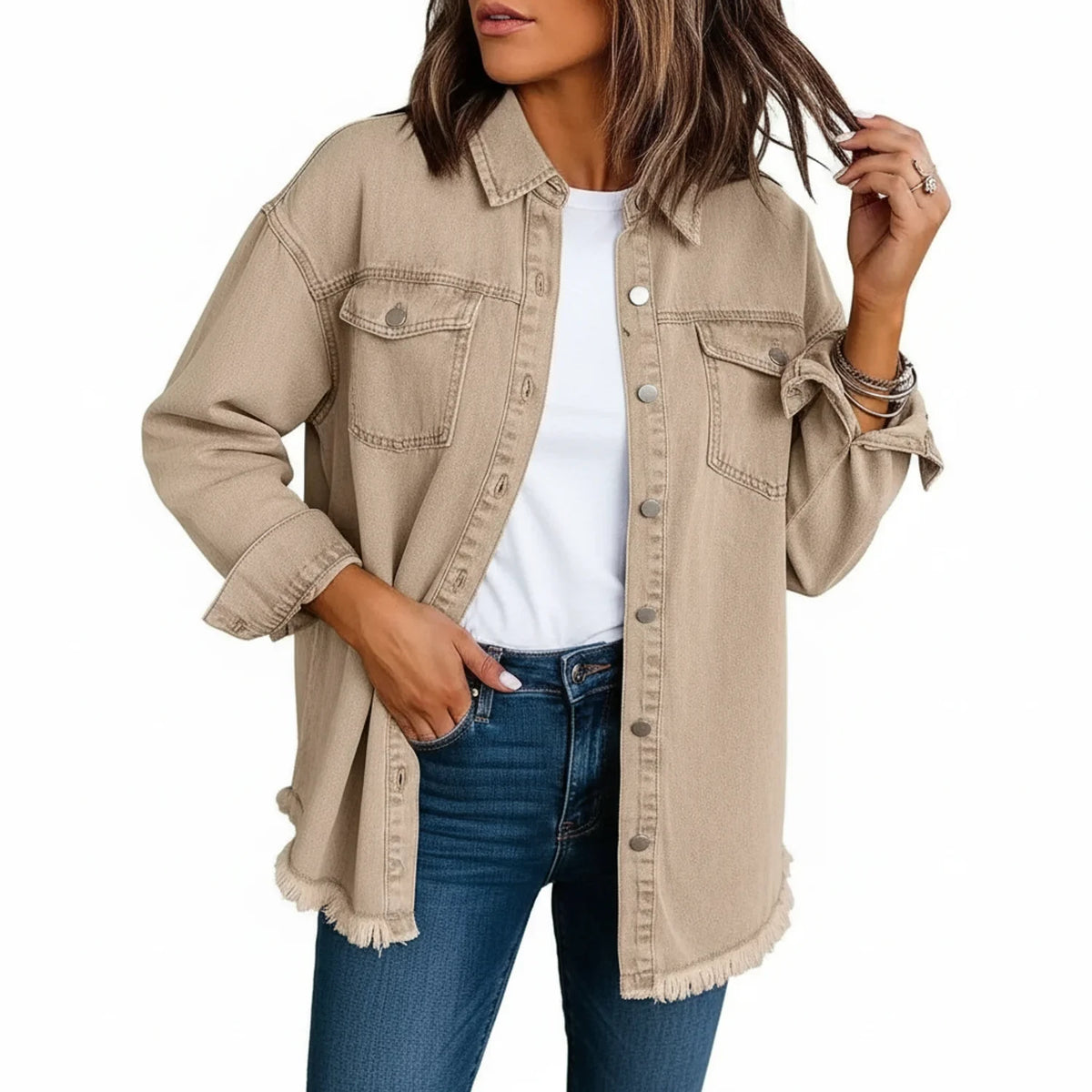 Oversized Shirt Jacket for Women AI replaced image