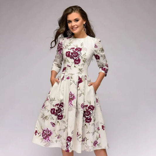 Image of Patricia | Women's Dress with Pockets A-Line Midi Dress