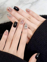 Press-On Nail Art Set with Glittering Star Accents