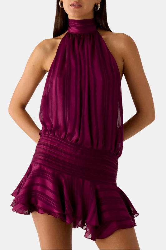 Image of Reba | Women's Sleeveless Halter Mini Dress