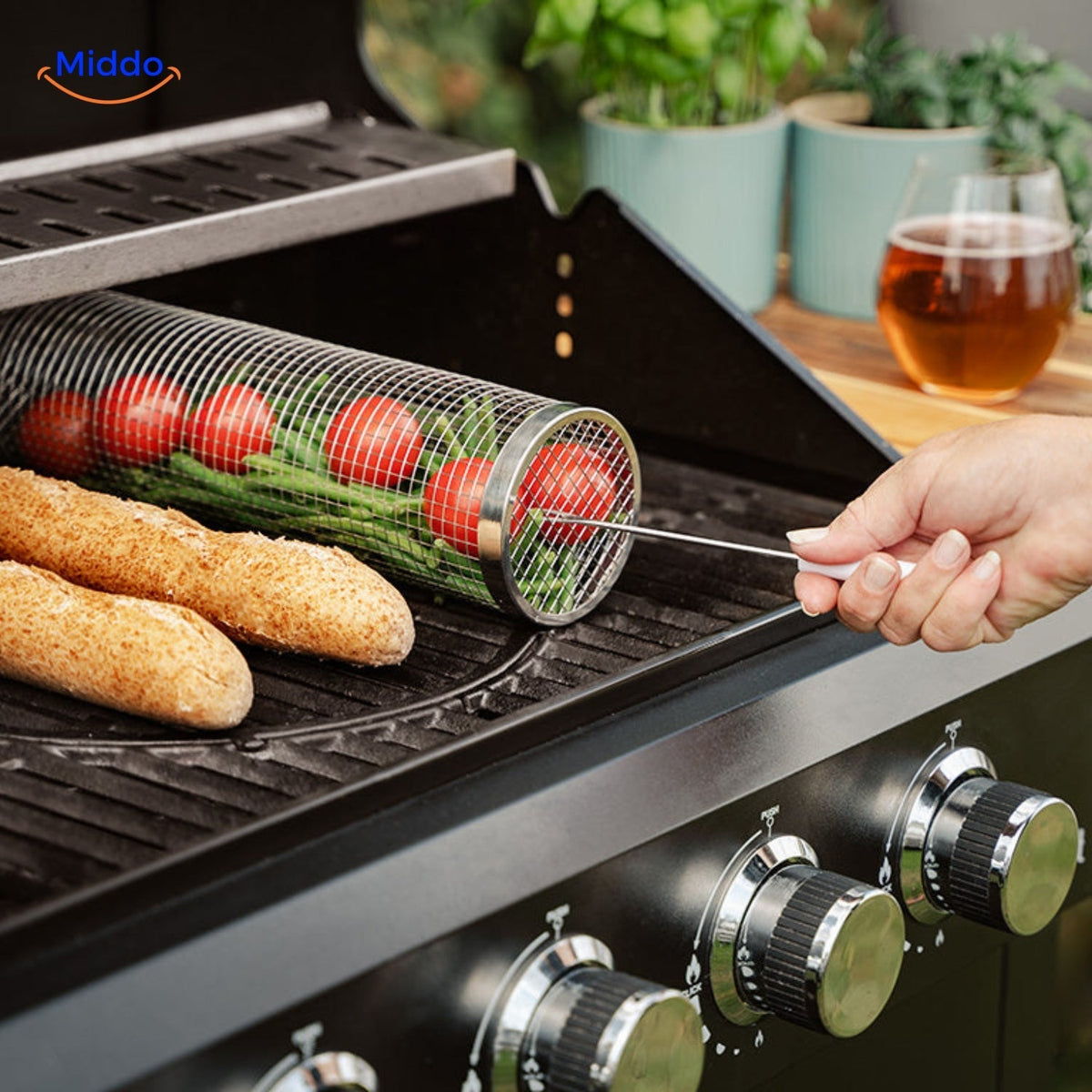RollingGrill™ - No more sticking and loss of food between the grates!
