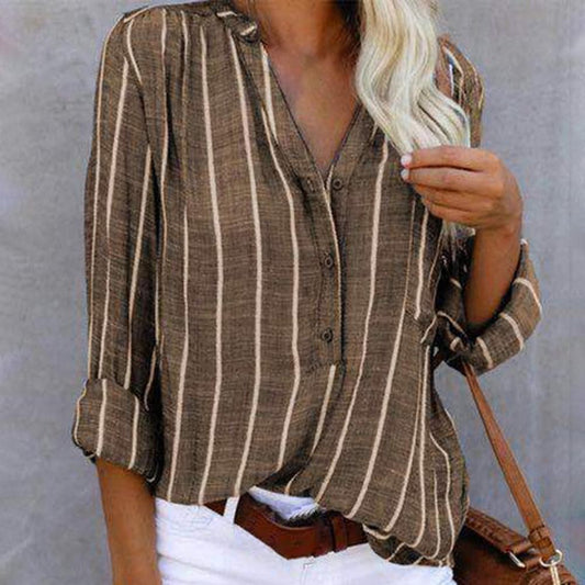 Image of Rosie | Women's Striped V-Neck Blouse