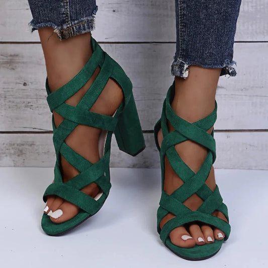 Image of Sabrina | Women's Chunky Heel Strappy Heel Sandals