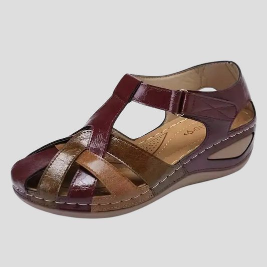 Image of Scarlett | Women's Multi-Strap Closed Toe Wedge Sandals
