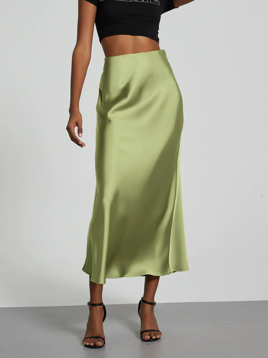 Image of Serena | Women's High-Waisted A-Line Midi Skirt