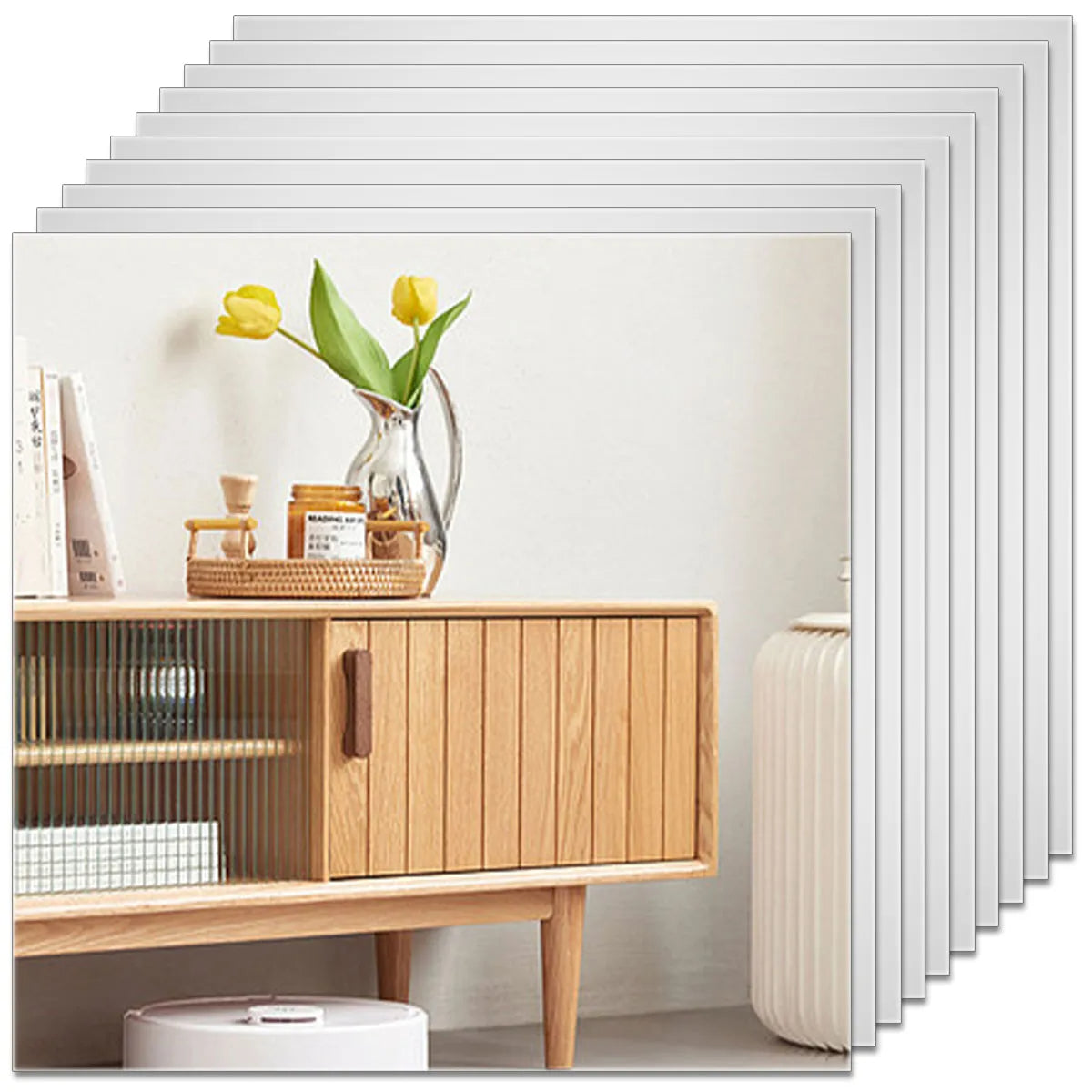 Set of 10 Flexible Square Self-Adhesive Mirrors