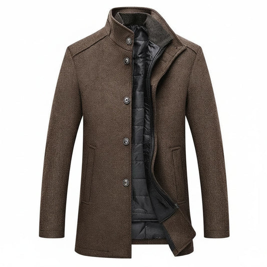 Stand Collar Mid-Length Winter Coat for Men