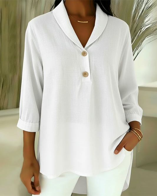 Image of Sterling | Women's V-Neck Cotton-Linen Blouse