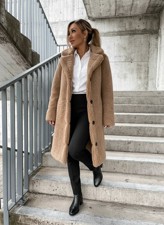 Teddy Long Coat for Women AI replaced image