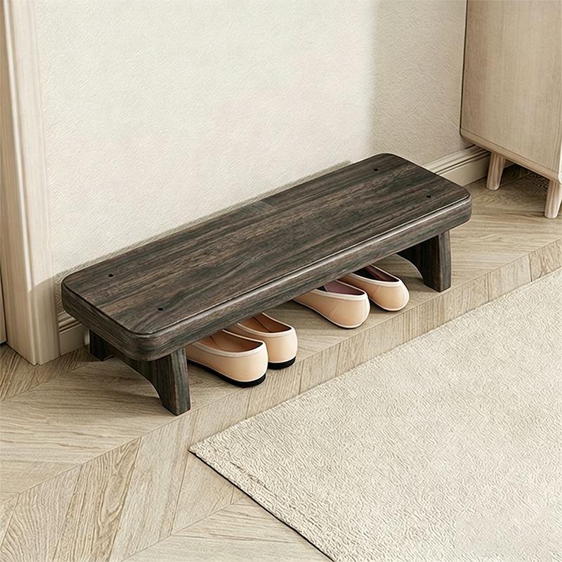 Traditional Vintage Solid Wood Rectangular Long Shoe Bench for Living Room