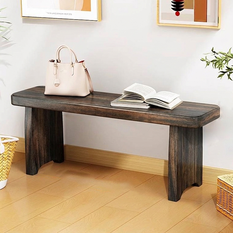 Traditional Vintage Solid Wood Rectangular Long Shoe Bench for Living Room