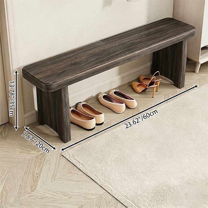 Traditional Vintage Solid Wood Rectangular Long Shoe Bench for Living Room