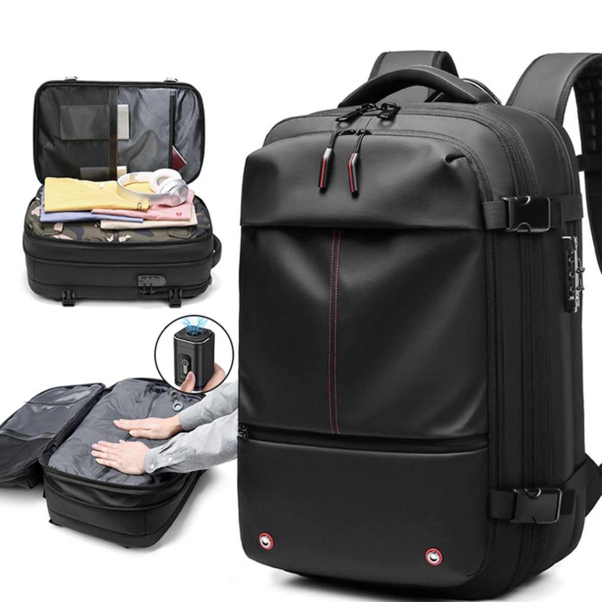 VacuPro – Compression Travel Backpack with Built-In Vacuum System | Space-Saving Cabin Bag