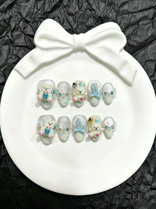 Whimsical Character Press-On Nail Art Set