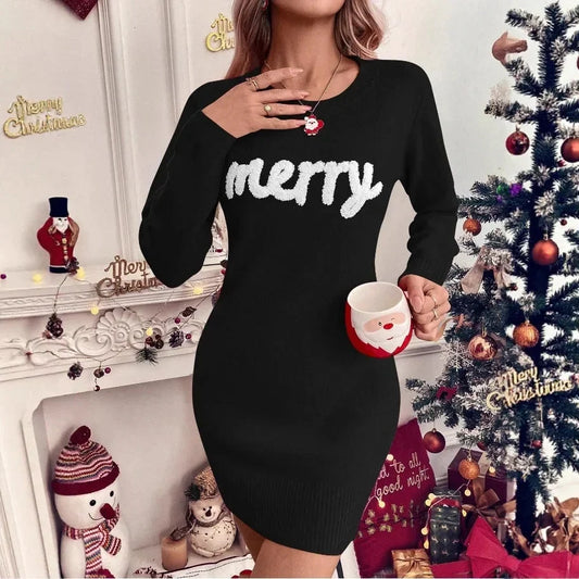 Women's Cotton-Blend Christmas Sweater – Crew Neck, Long Sleeves, Multicolor Tree Motif