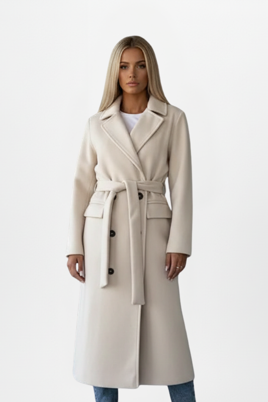 Women's Double-Breasted Belted Trench Coat – Elegant Mid-Length Outerwear for Everyday Wear and Formal Occasions