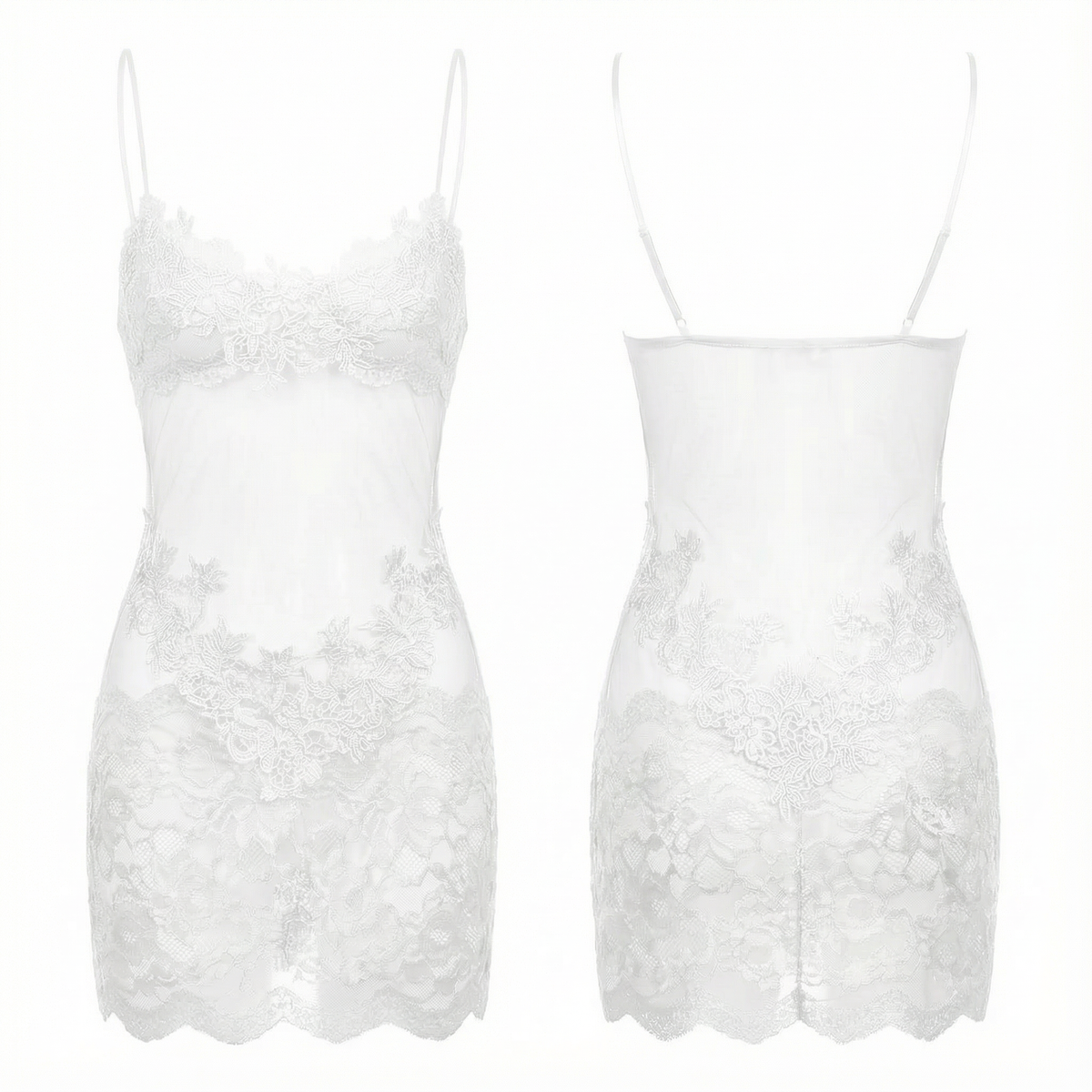Women's Sheer Embroidered Lace Slip Dress