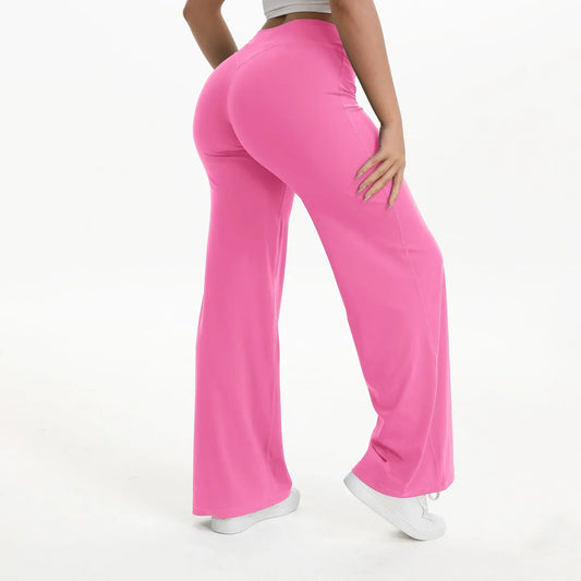 Women's Soft & Flattering Mid-Rise Straight-Leg Yoga Pants - Nylon/Elastane Blend for Gym & Pilates