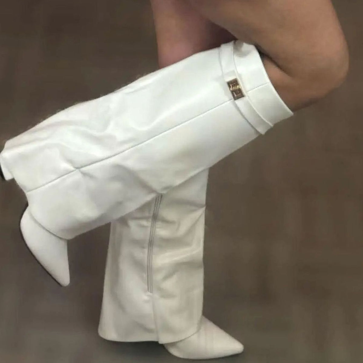 Women's Suede Knee-High Buckle Strap Wedge Boots