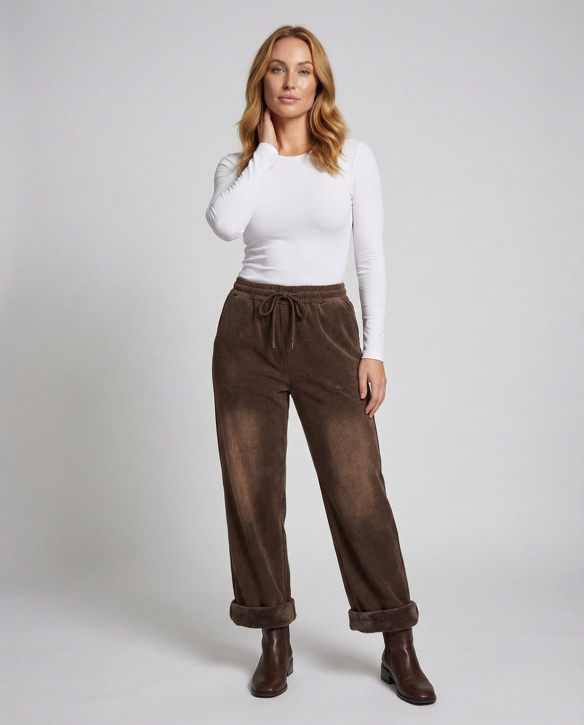 Women's Thermal Teddy-Lined Corduroy Pants