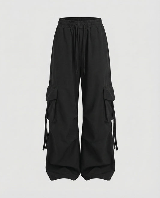 Women's Urban Drop-Crotch Cotton-Blend Baggy Cargo Pants with Pockets