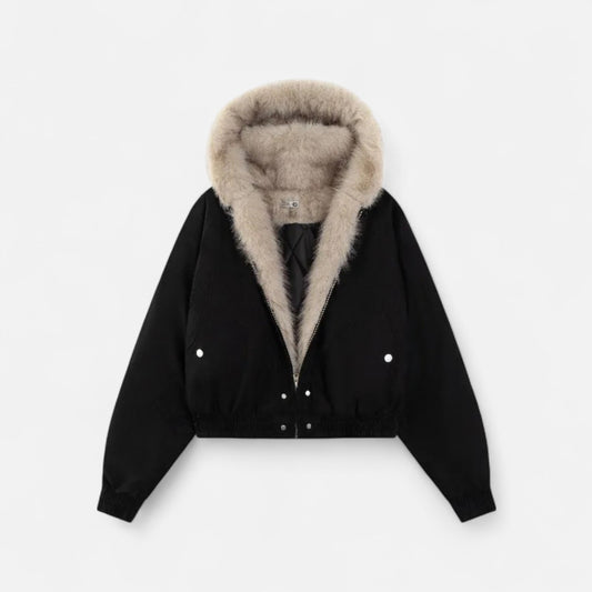 Women's Vintage Winter Jacket – Fur Collar & Fitted Waist