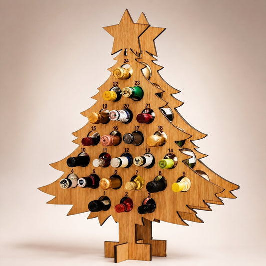 Wooden 24-Slot Wine & Beer Advent Calendar Holder Countdown Display